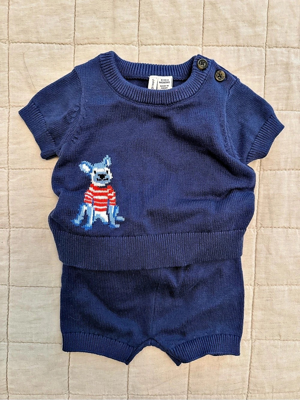 Jamie and Jack Baby Boy 100% Cotton Knit Dog Set 0-3M NWT